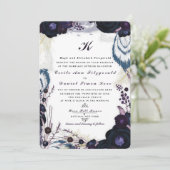 Invitation Mariage d'hiver chic monogramme violet (Debout devant)
