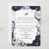 Invitation Mariage d'hiver chic monogramme violet (Devant)