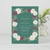 Invitation Mariage d'hiver chic vert sarcelle (Debout devant)