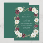Invitation Mariage d'hiver chic vert sarcelle (Devant / Derrière)