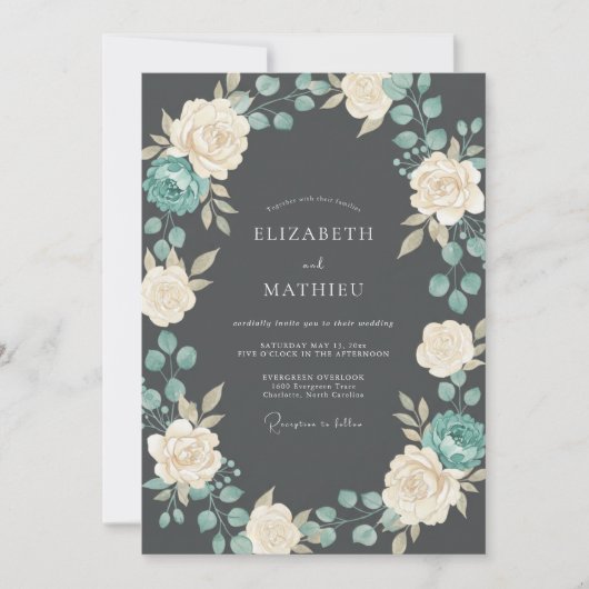 Invitation Mariage d'hiver classique gris ardoise (Devant)