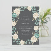 Invitation Mariage d'hiver classique gris ardoise (Debout devant)