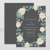 Invitation Mariage d'hiver classique gris ardoise (Devant / Derrière)