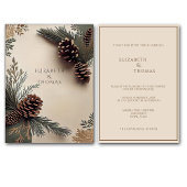 Invitation Mariage d'hiver Cônes de pin Aiguilles de pin