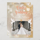 Invitation Mariage d'hiver Couple Photo Mariage d'or (Devant / Derrière)