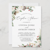 Invitation Mariage d'hiver Couples Douche Rustique Chic Fleur (Devant)