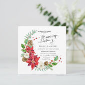 Invitation Mariage d'hiver Croissant Floral Wreath (Debout devant)