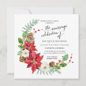 Invitation Mariage d'hiver Croissant Floral Wreath (Devant)