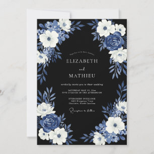 Invitation Mariage d'hiver cultivé bleu marine