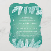 Invitation Mariage d'hiver Cyan élégant (Devant / Derrière)