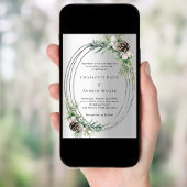 Invitation Mariage d'hiver dans la verdure du pin de cône d'a