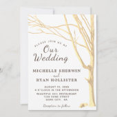 Invitation Mariage d'hiver d'arbre simple rustique d'automne (Devant)