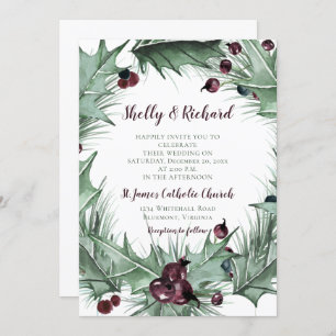 Invitation Mariage d'hiver de Berries, Holly et Ferns