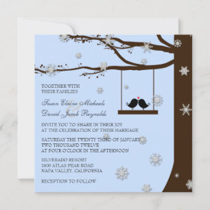 Invitation Mariage d'hiver de chêne de flocons de neige
