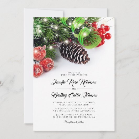 Invitation Mariage d'hiver de Noël élégant