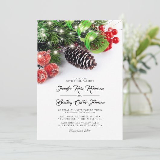 Invitation Mariage d'hiver de Noël élégant (Debout devant)