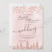 Invitation Mariage d'hiver de Noël en pin d'or rose (Devant)