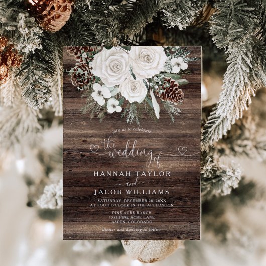 Invitation Mariage d'hiver de pin rustique
