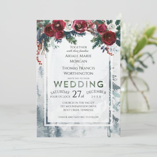 Invitation Mariage d'hiver de Pine Mountain (Debout devant)