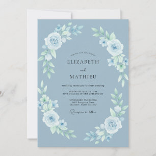 Invitation Mariage d'hiver délicat bleu poussiéreux
