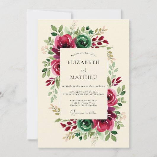 Invitation Mariage d'hiver Deluxe Bourgogne (Devant)