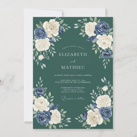 Invitation Mariage d'hiver distingué vert émeraude (Devant)