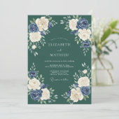 Invitation Mariage d'hiver distingué vert émeraude (Debout devant)