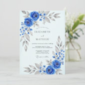 Invitation Mariage d'hiver divin bleu royal (Debout devant)