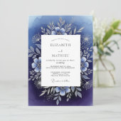Invitation Mariage d'hiver divin Navy (Debout devant)