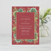Invitation Mariage d'Hiver Doré aux Canneberges (Debout devant)