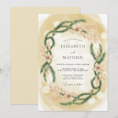 Invitation Mariage d'hiver doré et cosy (Devant / Derrière)