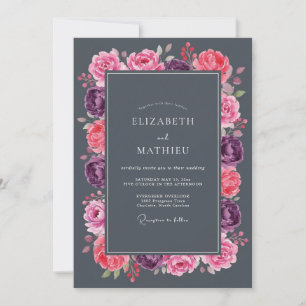 Invitation Mariage d'hiver dramatique au charbon