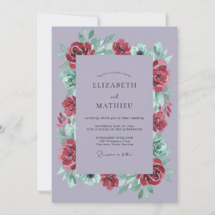 Invitation Mariage d'hiver dramatique lavande