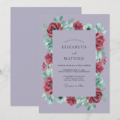 Invitation Mariage d'hiver dramatique lavande (Devant / Derrière)
