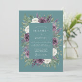 Invitation Mariage d'hiver dramatique sarcelle (Debout devant)