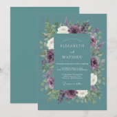 Invitation Mariage d'hiver dramatique sarcelle (Devant / Derrière)