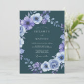 Invitation Mariage d'hiver dramatique sarcelle foncée (Debout devant)