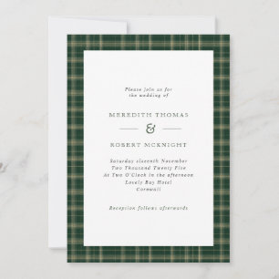 Invitation Mariage d'hiver écossais Tartan vert