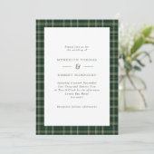 Invitation Mariage d'hiver écossais Tartan vert (Debout devant)