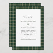 Invitation Mariage d'hiver écossais Tartan vert (Devant / Derrière)