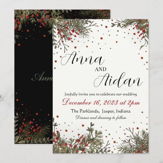Invitation Mariage d'hiver Élégance moderne inspirante (Devant / Derrière)