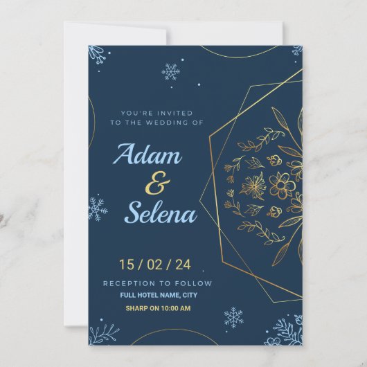 Invitation Mariage d'hiver élégant (Devant)
