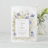 Invitation Mariage d'hiver élégant au feuillage hivernal (Debout devant)