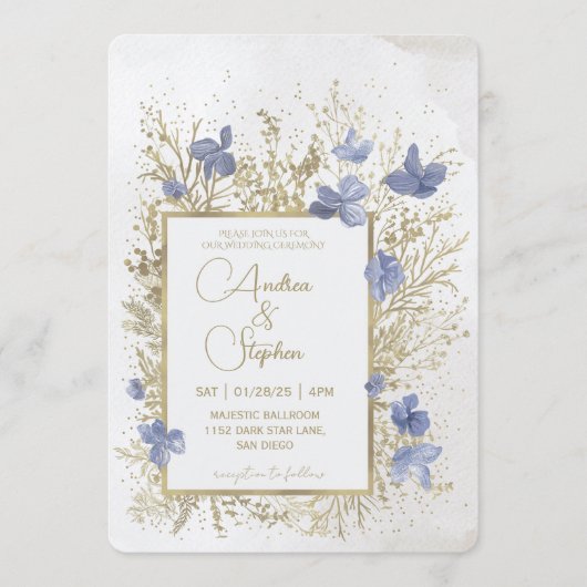 Invitation Mariage d'hiver élégant au feuillage hivernal (Devant)