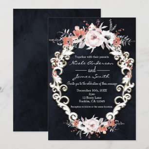Invitation Mariage d'hiver élégant aux tons pâles floraux et