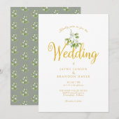 Invitation Mariage d'hiver élégant avec mistletoe et écriture (Devant / Derrière)