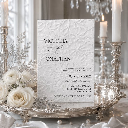 Invitation Mariage d'hiver élégant blanc 
