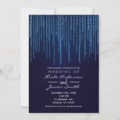 Invitation Mariage d'hiver élégant bleu scintillant guirlande (Devant)