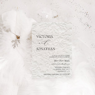 Invitation Mariage d'hiver élégant en blanc