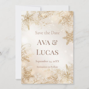 Invitation Mariage d'hiver élégant Enregistrez la date Ivoi